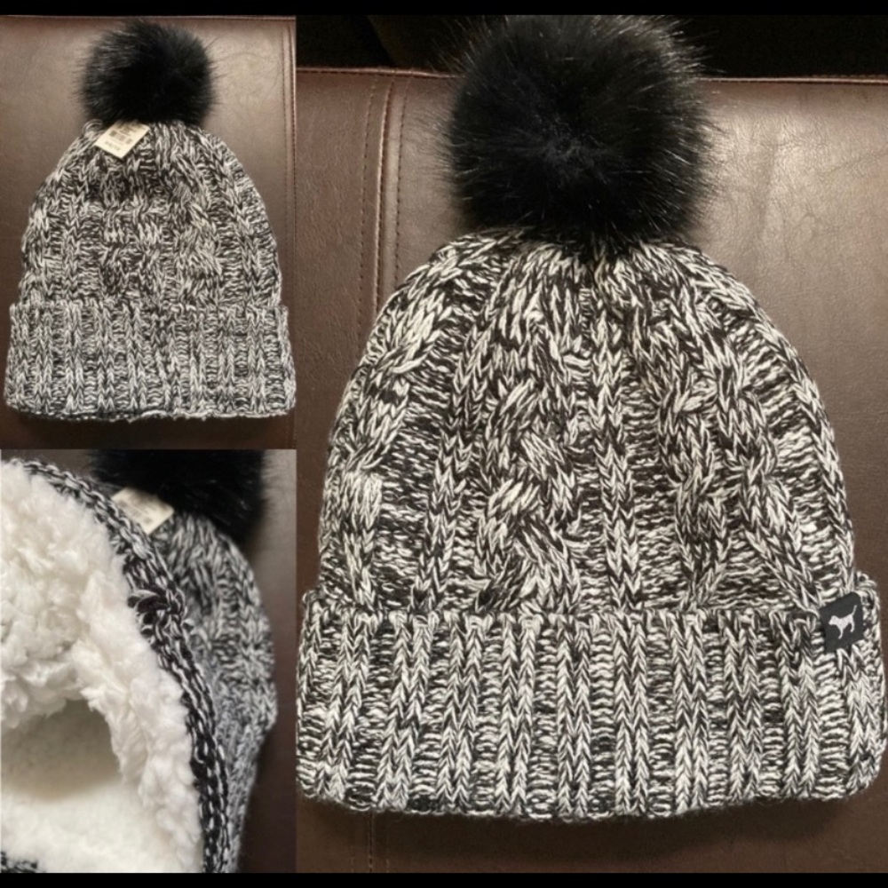 NWT Victoria’s Secret PINK pompom beanie new